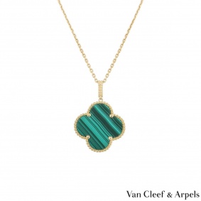 Van Cleef & Arpels Yellow Gold Malachite Magic Alhambra Necklace VCARO3MG00